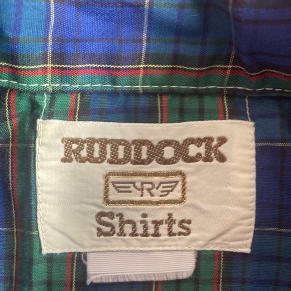 Vintage Mens Blue Green Plaid Western Ruddock Small Button Down - Picture 3 of 8